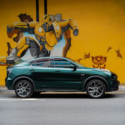SUV Wrapped with Matte Green Black Silk Vinyl Wrap