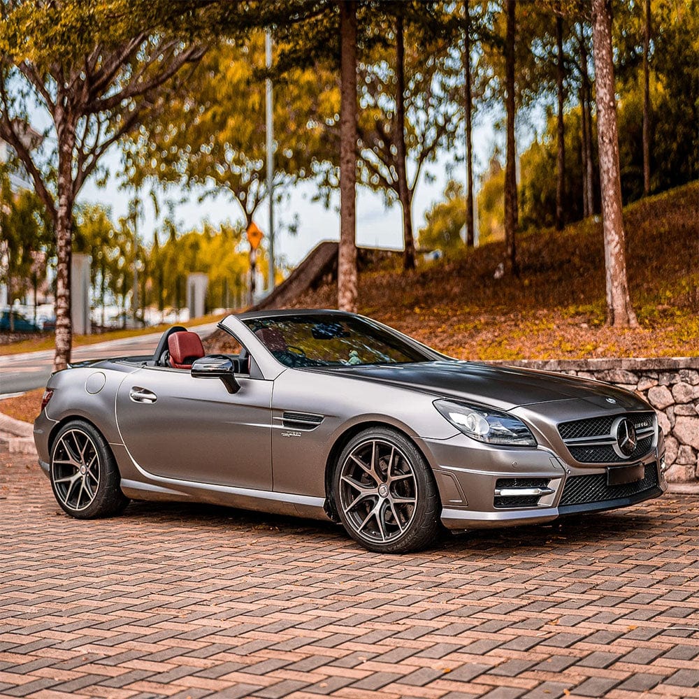 Mercedes wrapped in Gunsmoke Grey Satin Vinyl