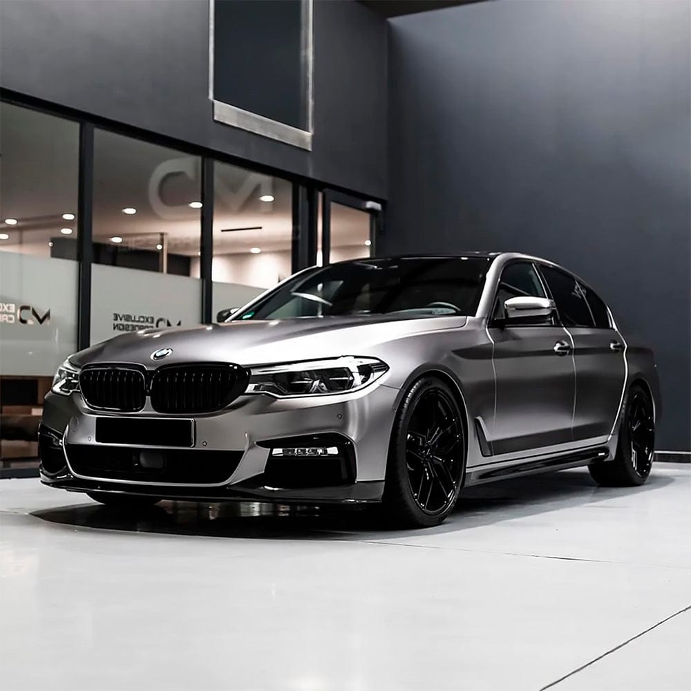 BMW sedan wrapped in Gunsmoke Grey Satin Vinyl