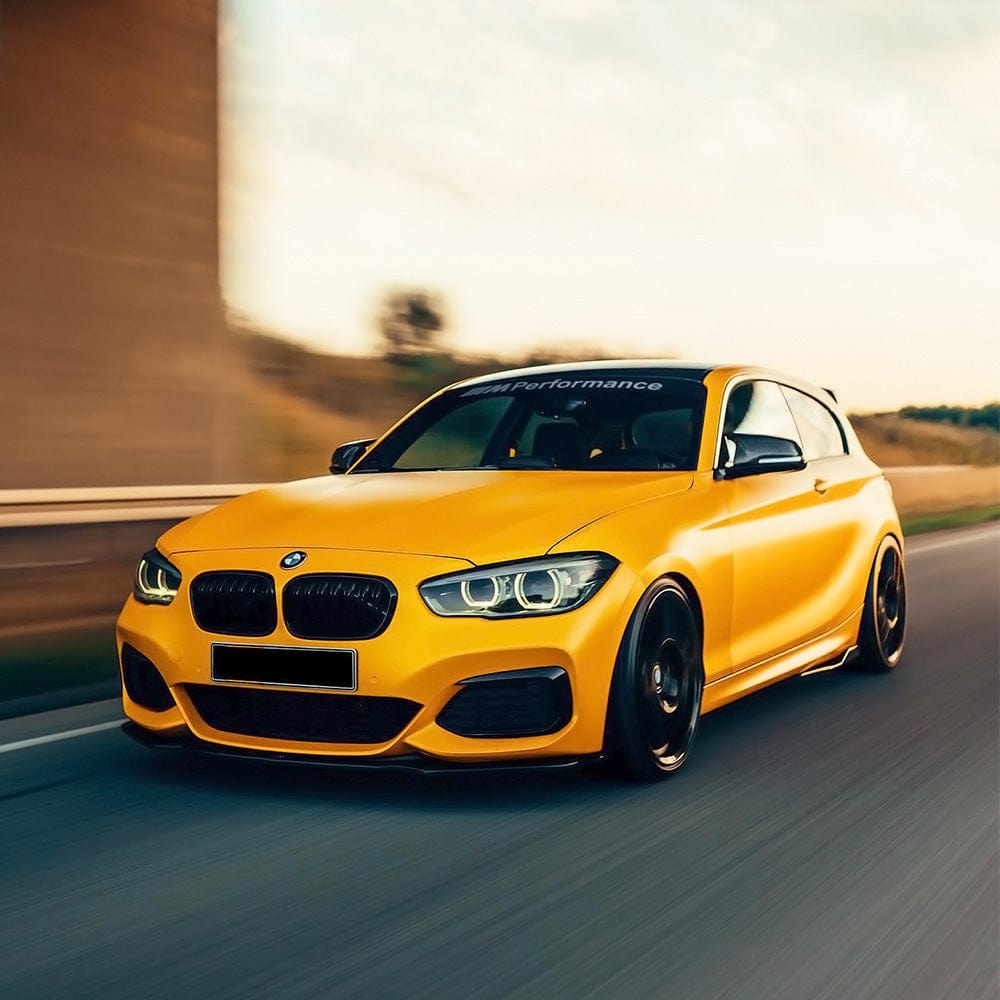 BMW wrapped in Hornet Yellow Satin Vinyl