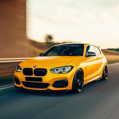 BMW wrapped in Hornet Yellow Satin Vinyl
