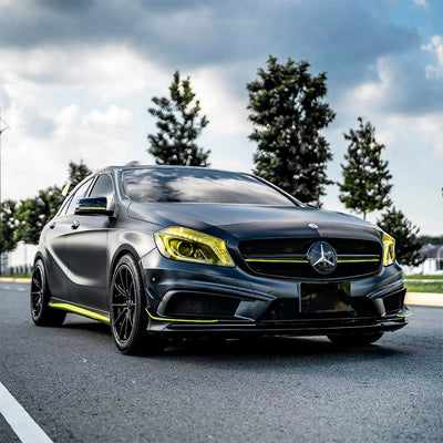 Sporty sedan wrapped in Satin Navy Black Vinyl Wrap