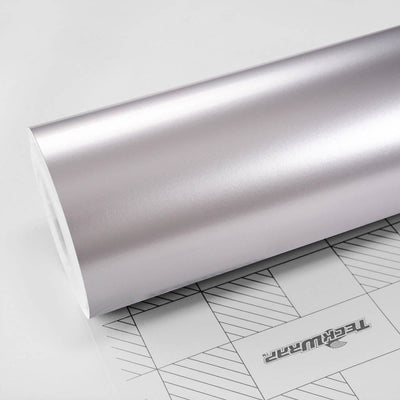 Close-up view of TeckWrap Super Silver Sage vinyl wrap