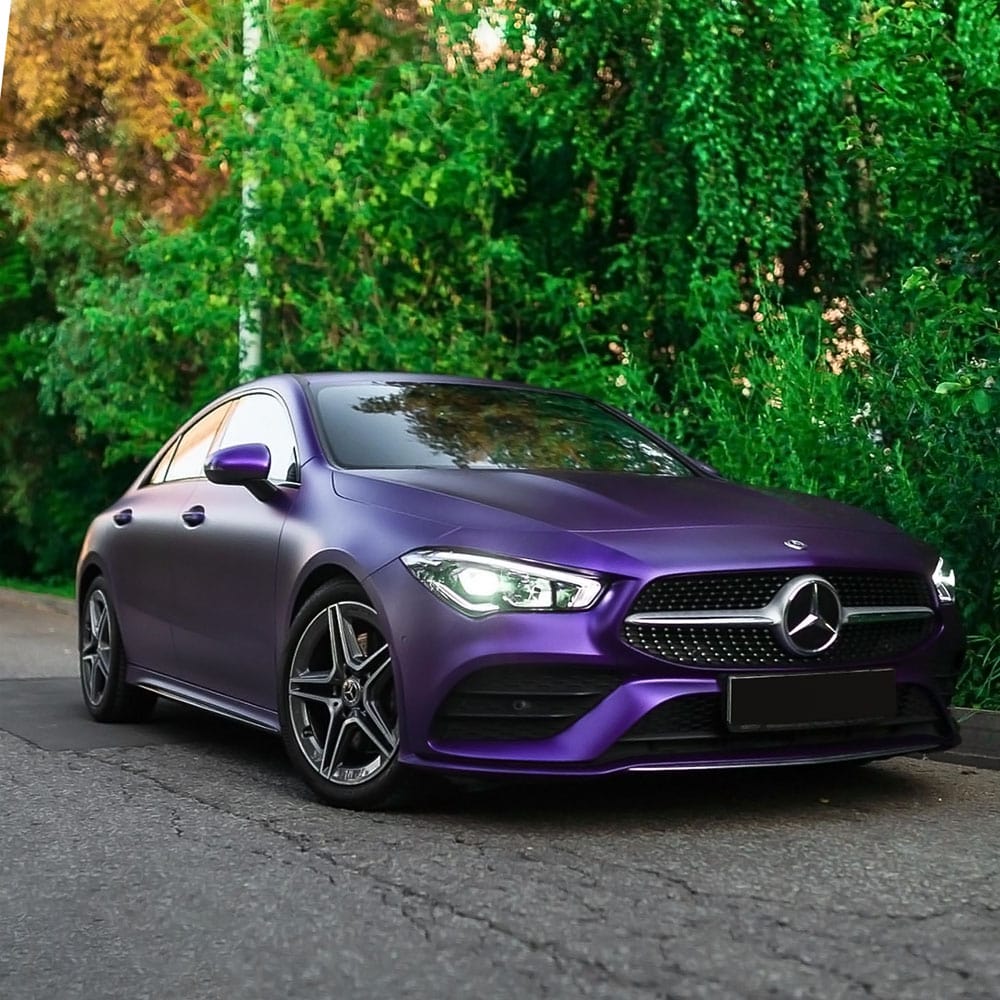 Mercedes-Benz wrapped in Violet Purple Satin Vinyl Wrap