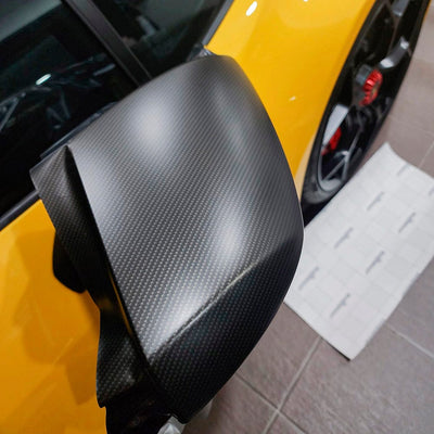 side mirror wrapped Matte Ceramic Carbon Vinyl Wrap